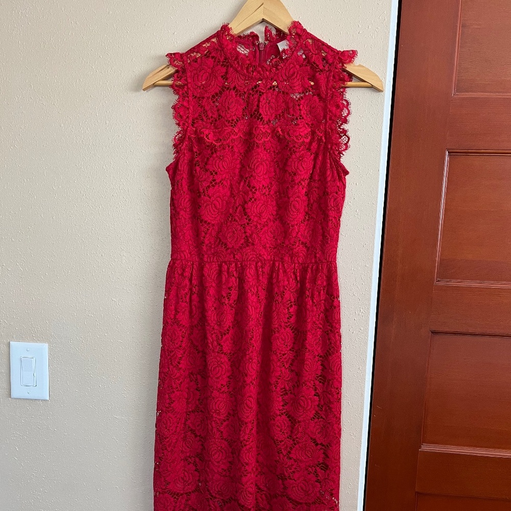 🌹Kate Spade 2010s era midi length red lace dress 6